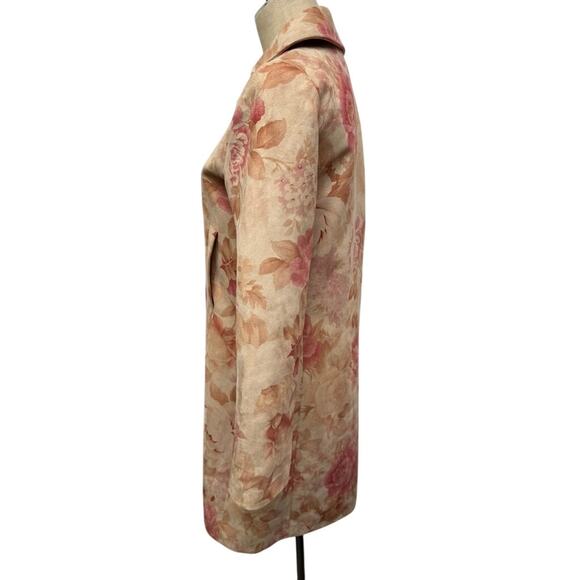 "MARIO BALTHAZAR" STUNNING Y2K Peonies Faux Suede Dress Coat SZ 2 RARE! PLZ READ - Picture 2 of 16